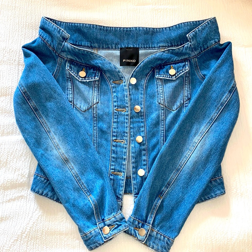 Cropped Shoulders Jean Jacket Pinko Size Small